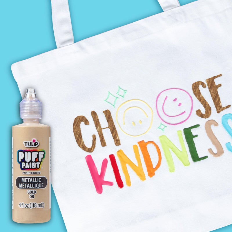 توليب طلاء قماش منتفخ من التوليب بلمسة نهائية معدنية، طلاء حرفي دائم للملابس، مشاريع DIY، غير سام، 4 أونصة سائلة، 3 عبوات، ذهبي معدني - Image 4